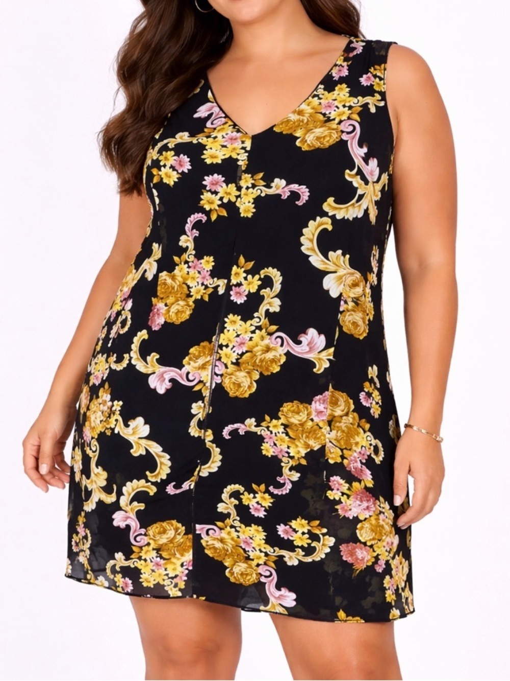 Adele & May too tunic style floral print SZ Large lightweight sleeveless dress